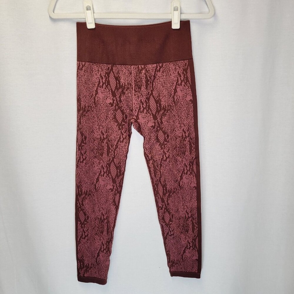 Fabletics Women's Medium Leggings Red Snakeskin Print